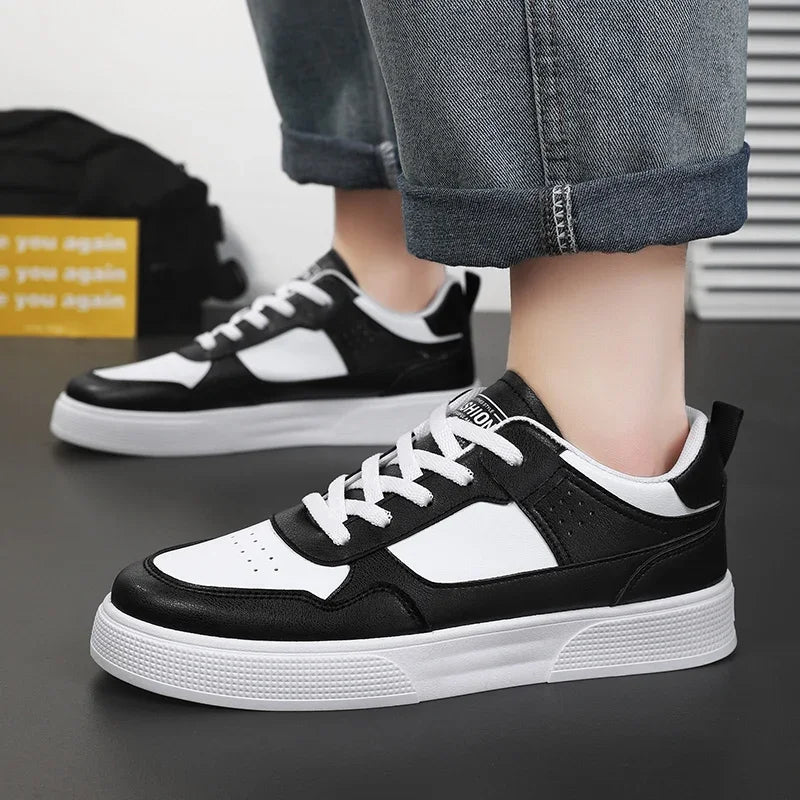 Fashion Leather Men Casual Shoes Lightweight Running Shoes Platform White Sneakers Outdoor Breathable Sport Shoes Tennis Shoes