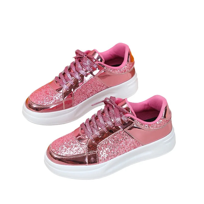 Women Shoes Spring 2024 New Fashion Vulcanized Sneakers for Women Casual Shoes Outdoor Walking Footwear Size 36-45 Gold Silver