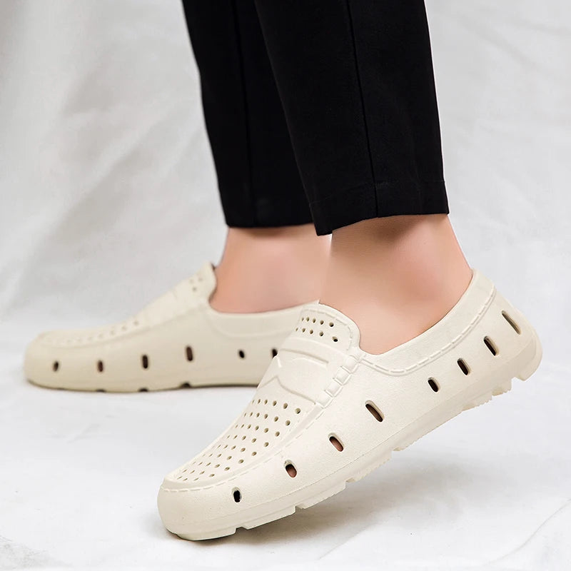 Comforty Men Slippers Summer Men's Slip On Loafers Waterproof Sandals Fashion Men's Beach Flip Flops Soft Sandals With Support