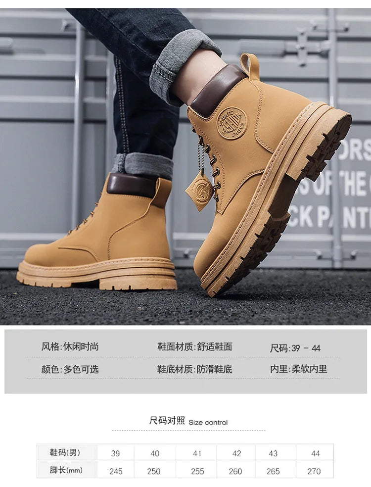 2025 Autumn New Men's Luxury Boots Comfortable Breathable Waterproof Men's Shoes Fashionable Men's Work Boots Motorcycle Boots