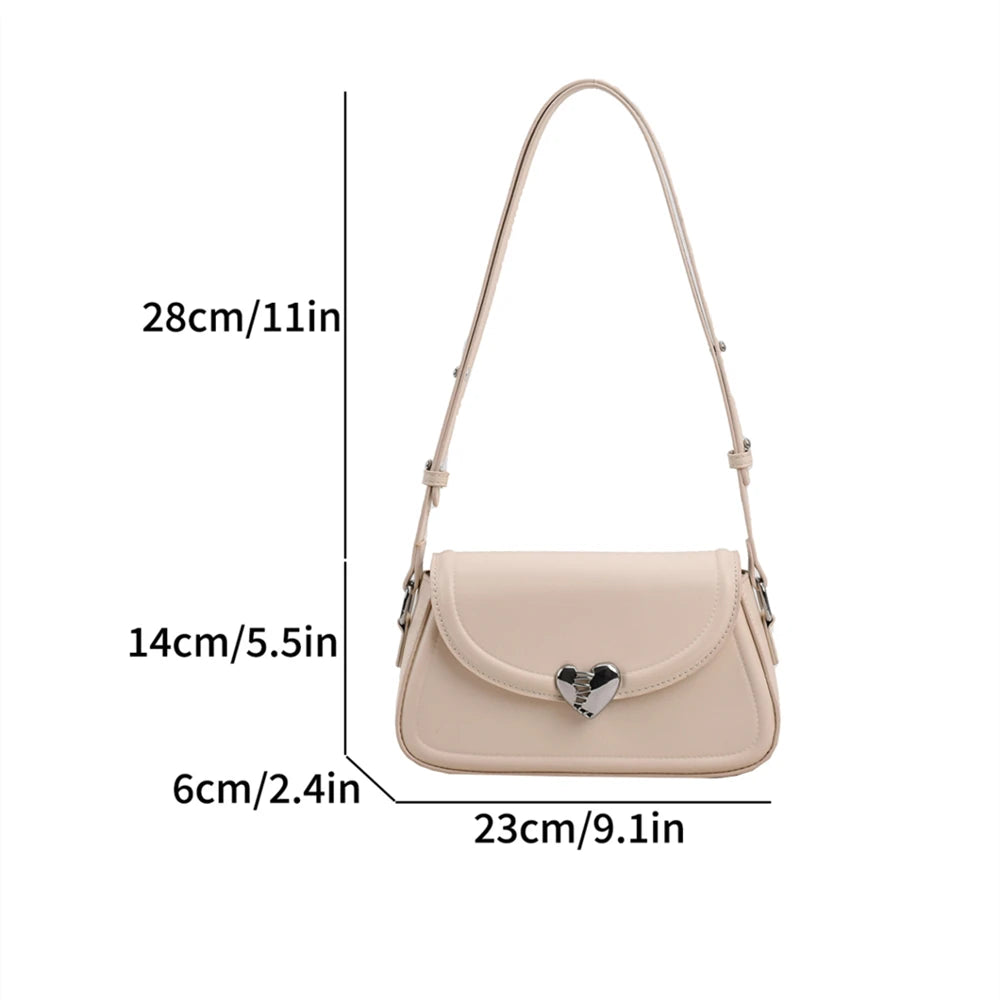 MOODS Loving Heart Buckle Crossbody Bags For Women 2023 Luxury Designer Handbags Silver Color Small Shoulder Underarm Phone Bag