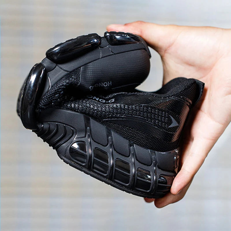 Rotating Button Work Sneaker Air Cushion Steel Toe Safety Boots Anti-Smash Work Shoes Indestructible Protective Safety Shoes Men