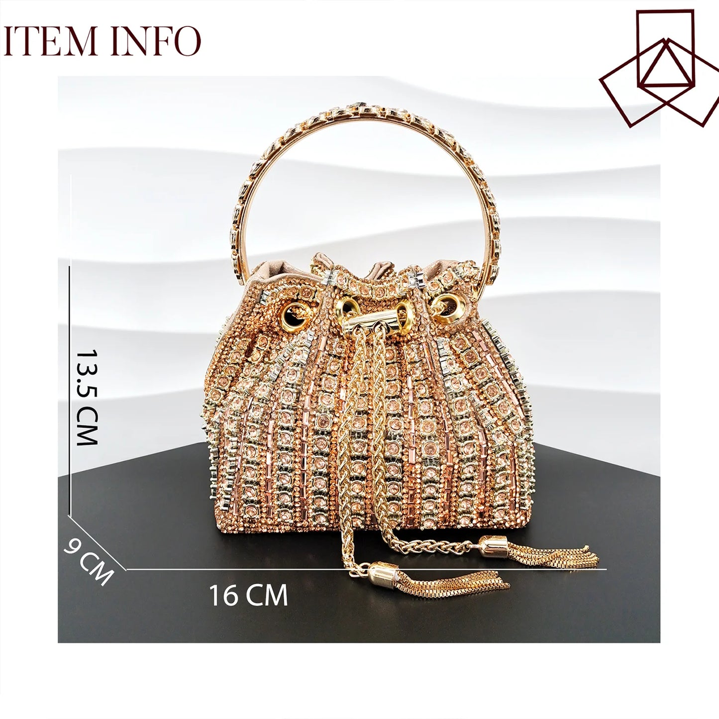 African Fashionable Shiny Handbag Banquet Ladies Bag Full Of Diamonds Semi-Circle Bracelet Bag