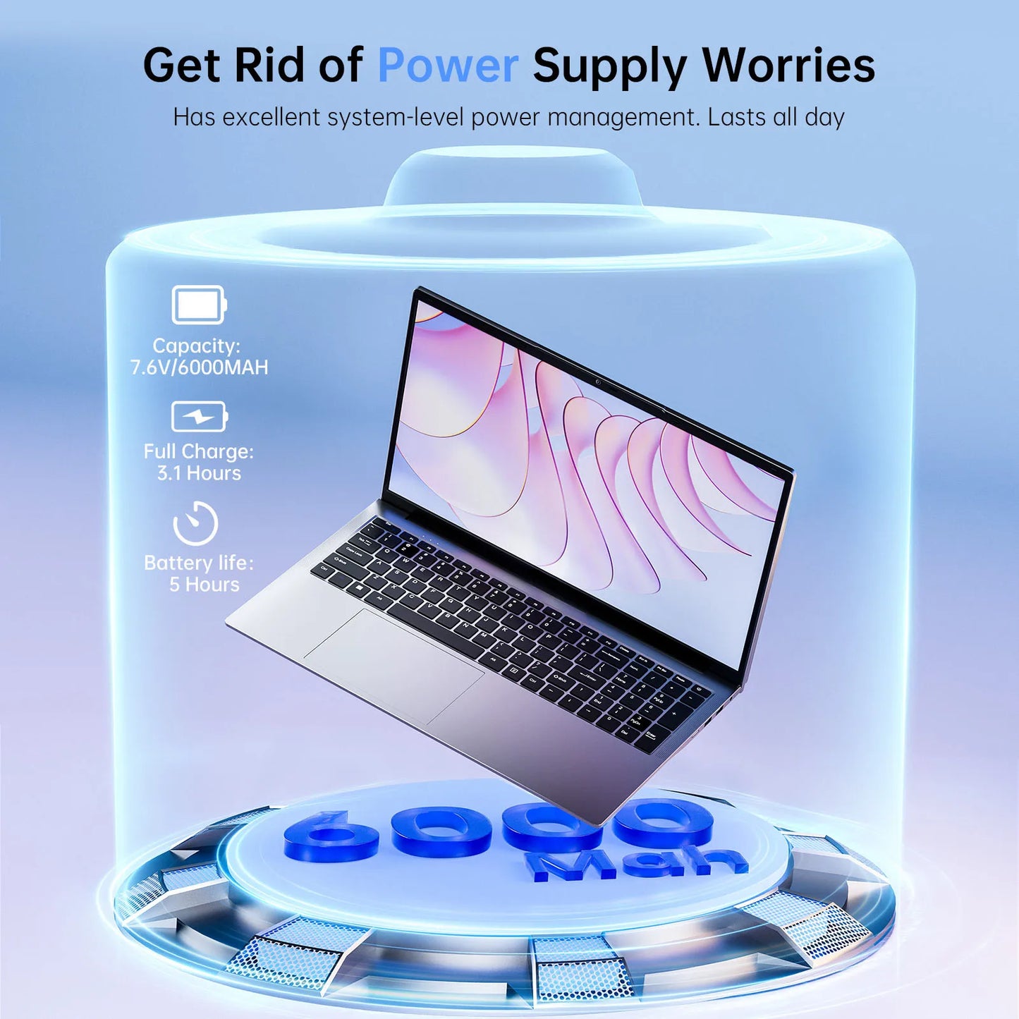 KAIGERR AX17 17.3 inch Laptop Intel N97 16GB RAM 512GB SSD Windows 11 Pro Notebook Wifi 6 BT5.2 6000Mah Battery