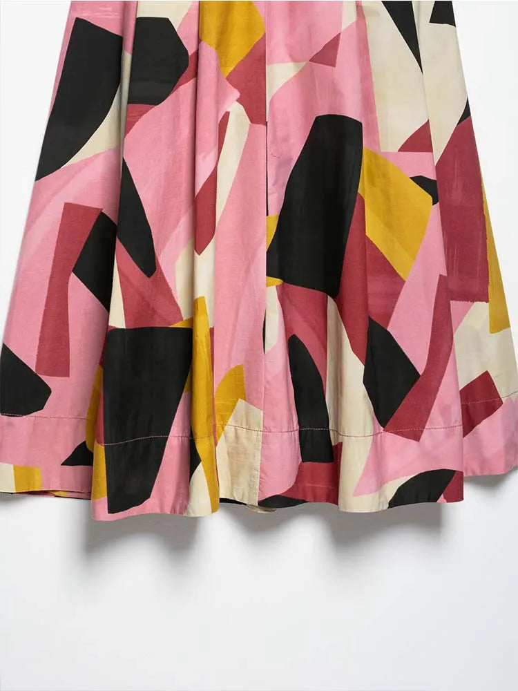 2025 女款夏季迷笛裙時尚印花側拉鍊女裝優雅街頭半身裙服裝