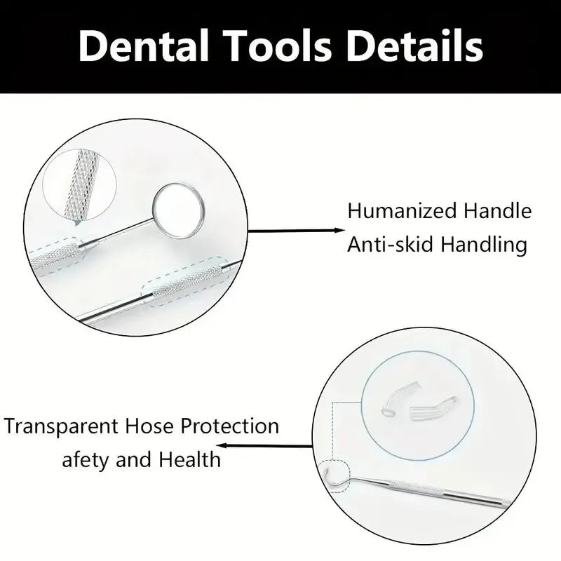 Stainless Steel Dentist Oral Tools Cleaning Flossing Tartar Removal Easy to Clean Not Easy to Break Dental Oral Mirror Care Kit
