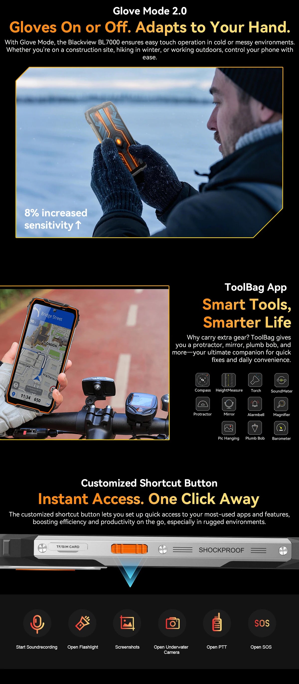 BLACKVIEW BL7000 5G AI Rugged Phone Deepseek GPT Android 15 Smartphone, 6.78" HD+2.4K Display 120Hz, 24(8+16)GB 256GB, 7500Amh