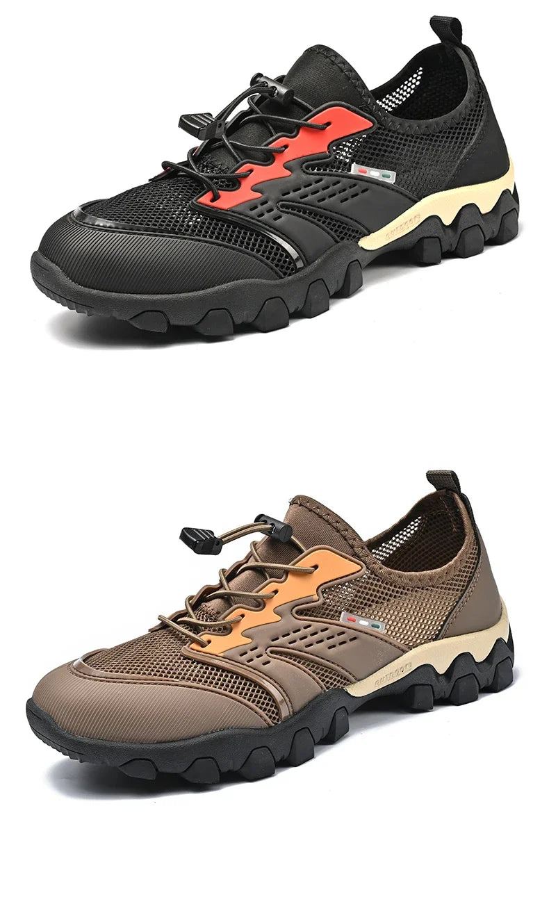 Summer Men's Hiking Shoes Mesh Breathable Sneakers Outdoor Light Men Trekking Trails Shoes Male All Day Walking Work Sneakers