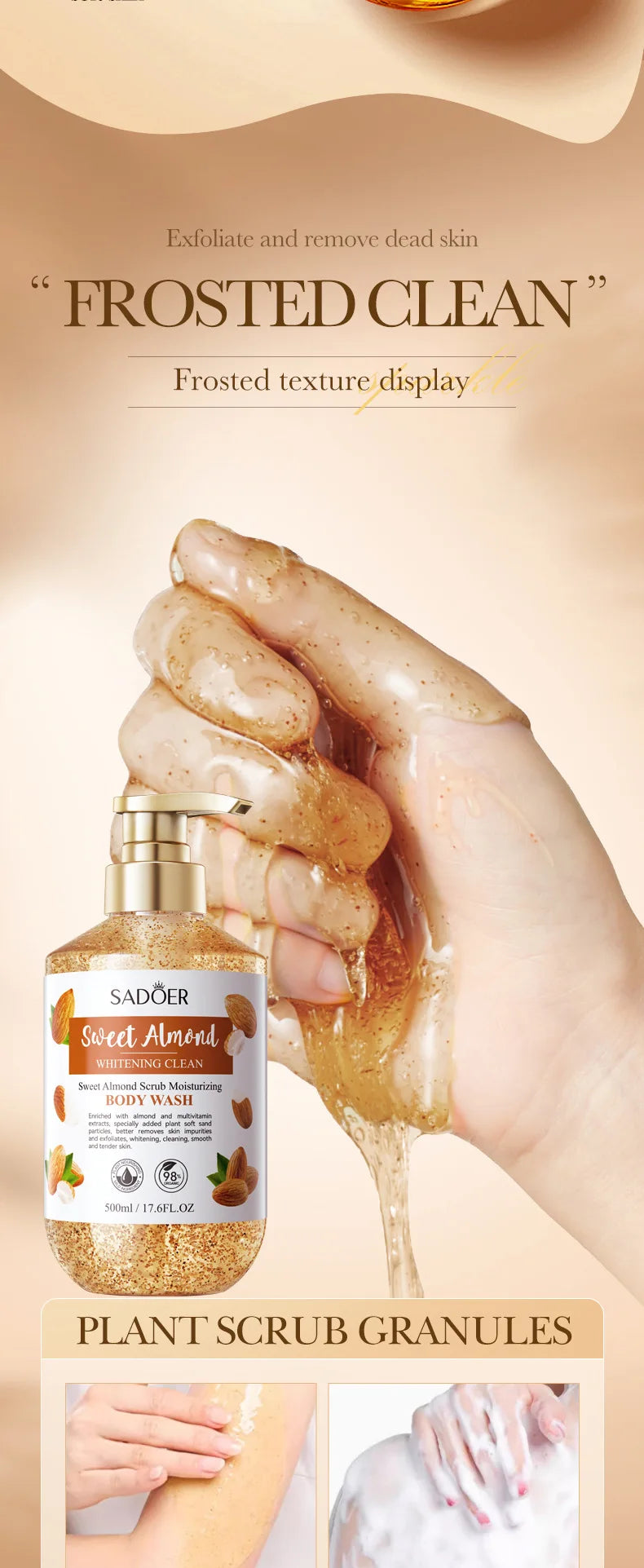 500ml Sweet Almond Scrub Whitening and Cleansing Shower Gel Body Wash Bath and Body Works