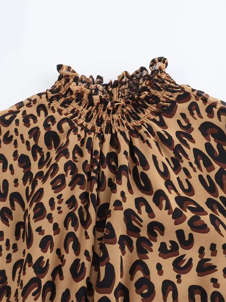 European and American style women's clothing new 2024 fashion retro leopard print long slim temperament dress