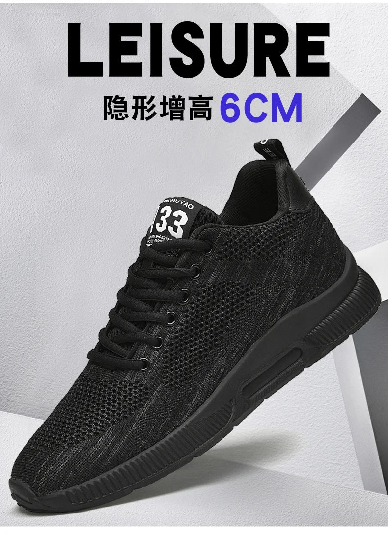Plus Size 46 Men Sneakers Elevator Shoes Summer Mesh Breathable Heightening Shoes Man Invisiable Increased 6CM Taller Shoes
