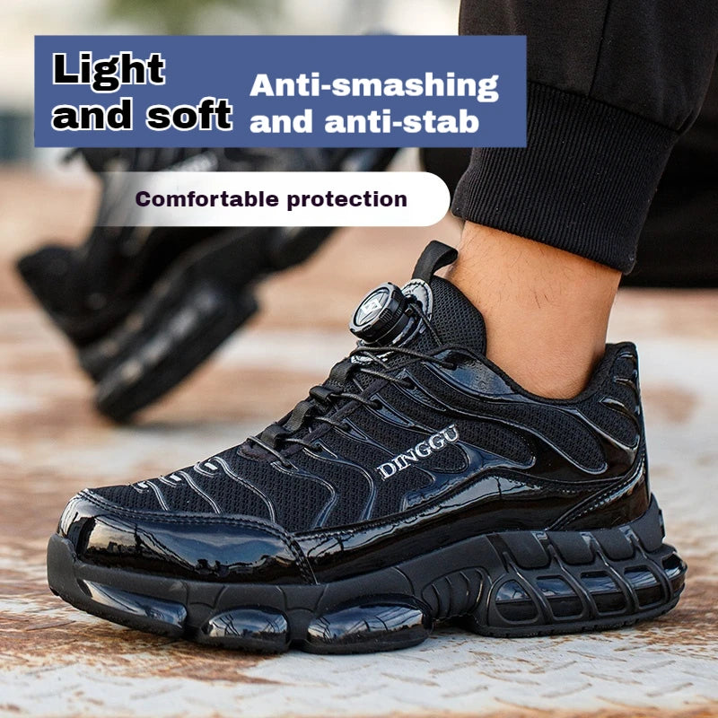 Rotating Buttons Safety Shoes Men Fashion Work Sneakers Steel Toe Shoes High-quality Work Shoes Puncture-Proof Protective Shoes