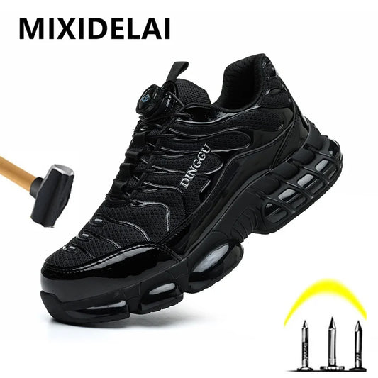 Rotating Buttons Safety Shoes Men Fashion Work Sneakers Steel Toe Shoes High-quality Work Shoes Puncture-Proof Protective Shoes
