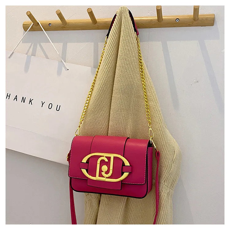 Designer Handbags For Women Leather Metal Buckle Flap Square Shoulder Bags Fashion 2024 Ladies Messenger Bags Females Casual