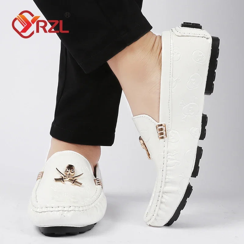 YRZL White Loafers Men Casual Shoes Handmade Lazy Shoes Men Loafers Moccasins Size 48 Breathable Slip on Driving Loafers for Men