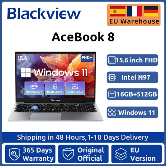 Blackview AceBook 8 Laptop 15.6" 12th Gen Intel Alder Lake N97 16GB RAM 512GB SSD + expansion up to 1TB Windows 11 Home 15.6"