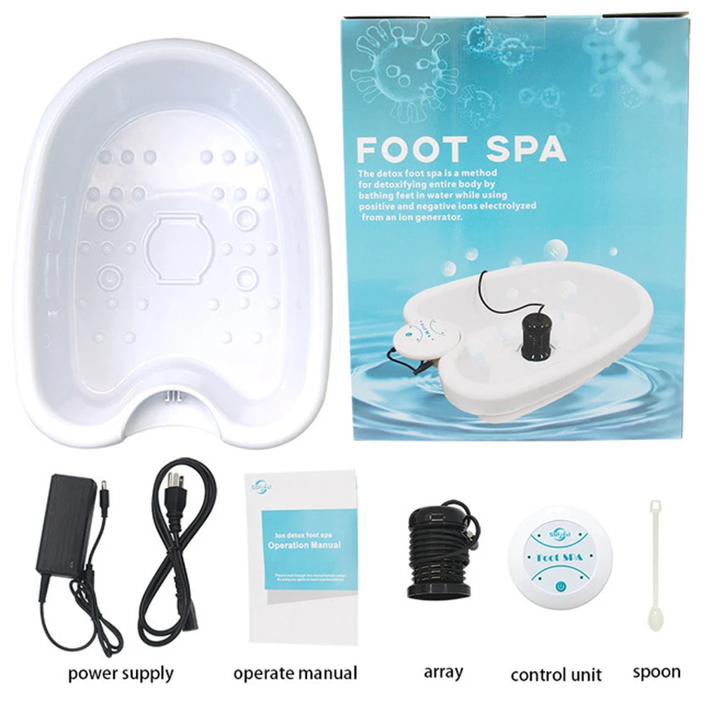 Detox Ion Foot Spa Bath Massager Basin Mini Electric FootBath Machine Cleanse Footspa Vibration Best Care Arrays Aqua Therapy