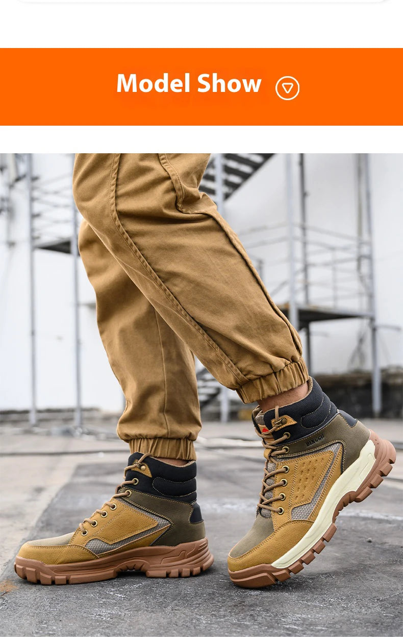 Outdoors Desert Boots Steel Toe Shoes Work Boots Indestructible Shoes Protective Boots Safety Shoes Combat Boots Puncture-Proof