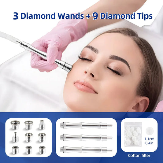 9 Tips 3 Wands Diamond Dermabrasion Accessory Tips For Facial Skin Peeling Blackhead Remover Face Care Beauty