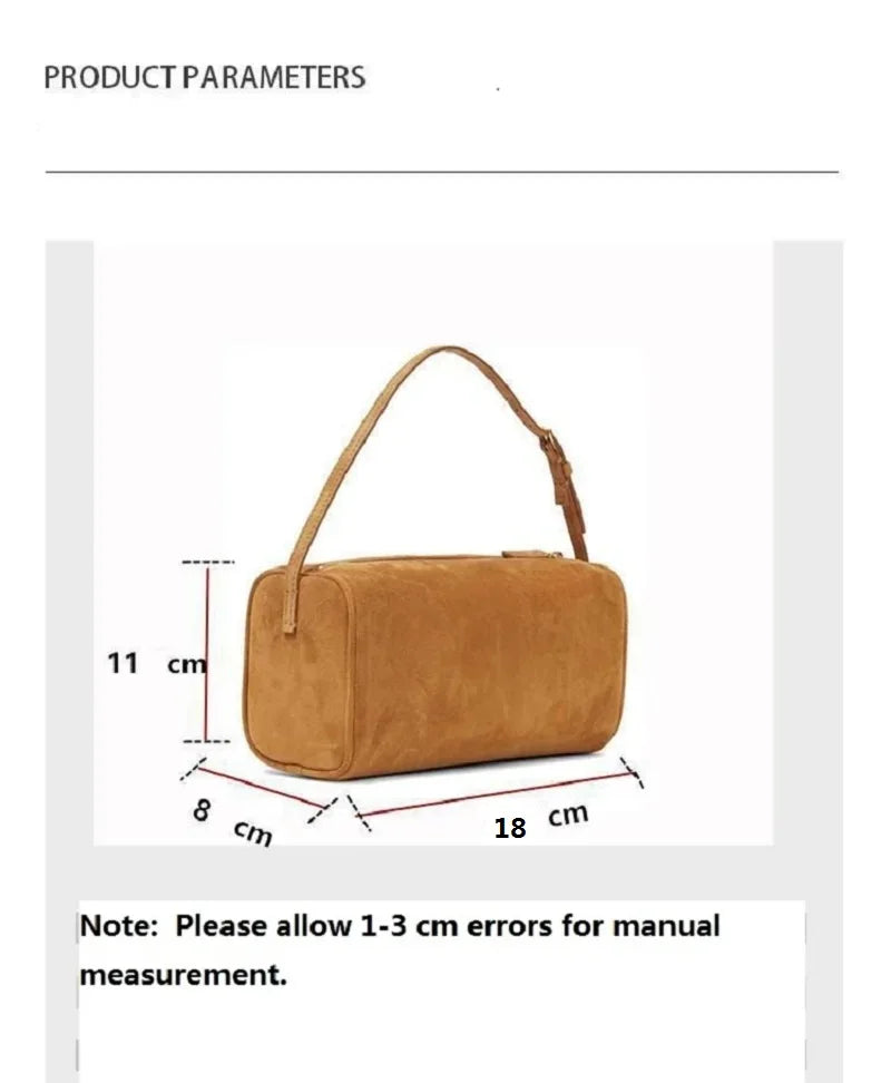 VIELINE Women's  Pencil Bag Pillow Bag Genuine Leather Underarm Hobo Bag Day Clutches Ladies Simple Design Mini Purse
