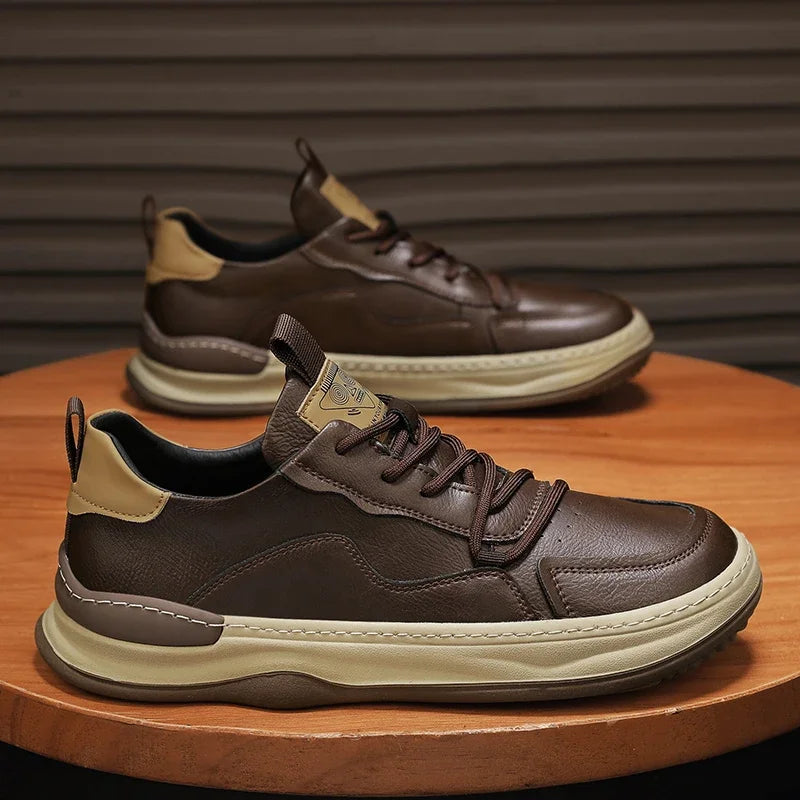 Men's Sneakers Leather Shoes Skateboard Sports and Leisure Shoes for Men Casual Soft and Comfortable Non-slip Wear-resistant