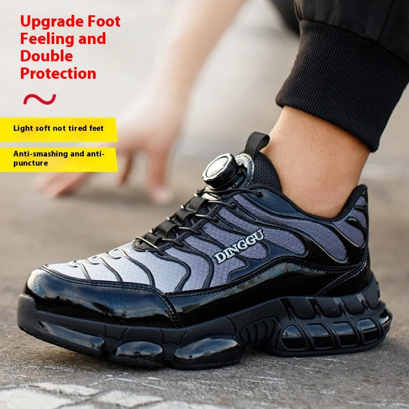 Rotating Buttons Safety Shoes Men Fashion Work Sneakers Steel Toe Shoes High-quality Work Shoes Puncture-Proof Protective Shoes