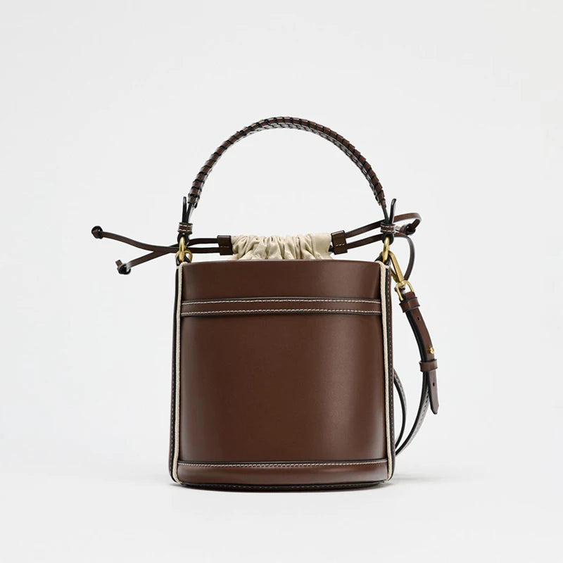 Fashion Bucket Bag Weave Handle Women Handbags Luxury Designer Pu leather Shoulder Crossbody Bags Small Tote Purses 2025
