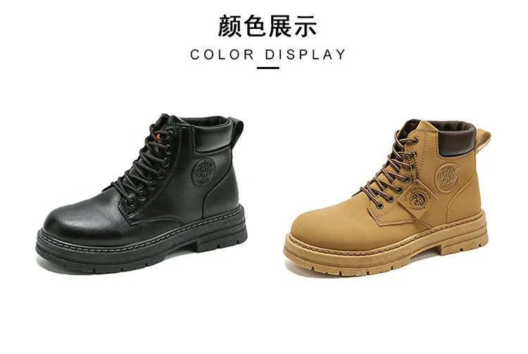 2025 Autumn New Men's Luxury Boots Comfortable Breathable Waterproof Men's Shoes Fashionable Men's Work Boots Motorcycle Boots