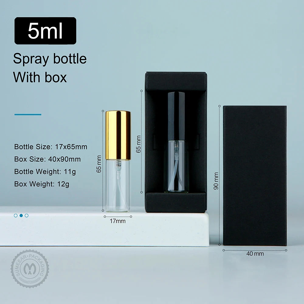 50 件/批 5ml 香水瓶配香水紙盒香水可填充霧化器噴霧瓶噴霧器定制 LOGO 另付費