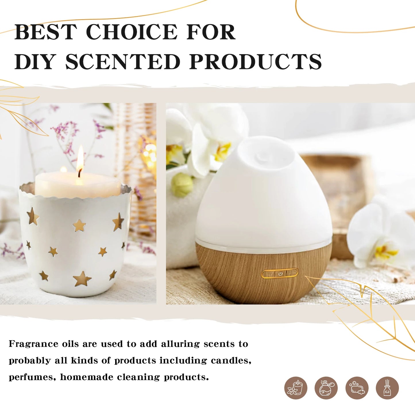 EUQEE 2PCS Men's Fragrance Oil Set For Diffuser 60ml Coconut Cream Pumpkin Pie Leather Coffee Bay Rum Aroma Fragrance Oil