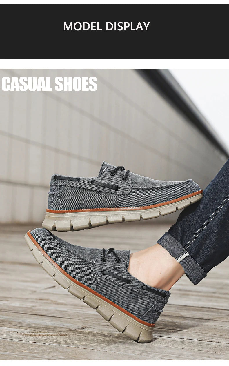 Men Canvas Sneakers with Soft Soles Casual Breathable Non-slip Men's Cloth Shoes Boat Shoes Men Comfortable Vulcanized Shoes
