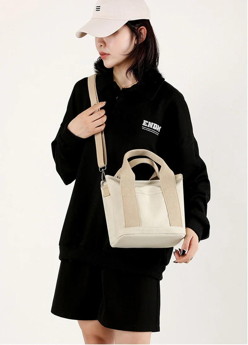 XOUHAM Women Small Bag With Fashion Lady Single Shoulder Portable Thickened Ladies Canvas Mobile Phone Bucket Tote Storage Bags