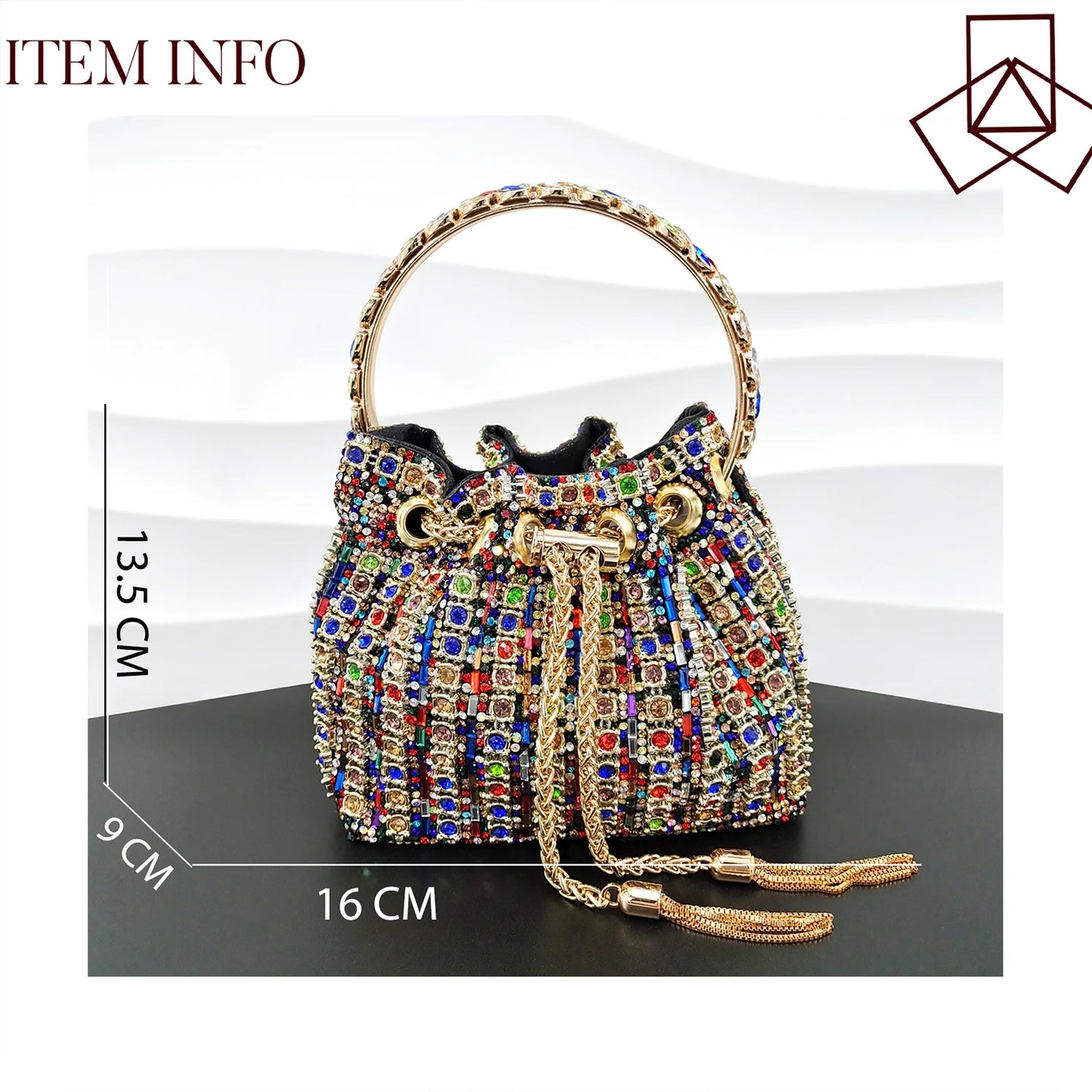 African Fashionable Shiny Handbag Banquet Ladies Bag Full Of Diamonds Semi-Circle Bracelet Bag