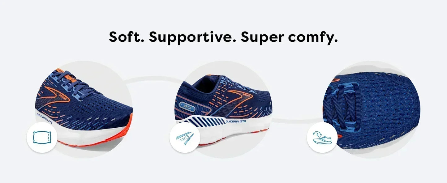 Brooks Men's Glycerin 20 Neutral  Offers A Breathable Upper And Luxurious Cushioning For Comfort
