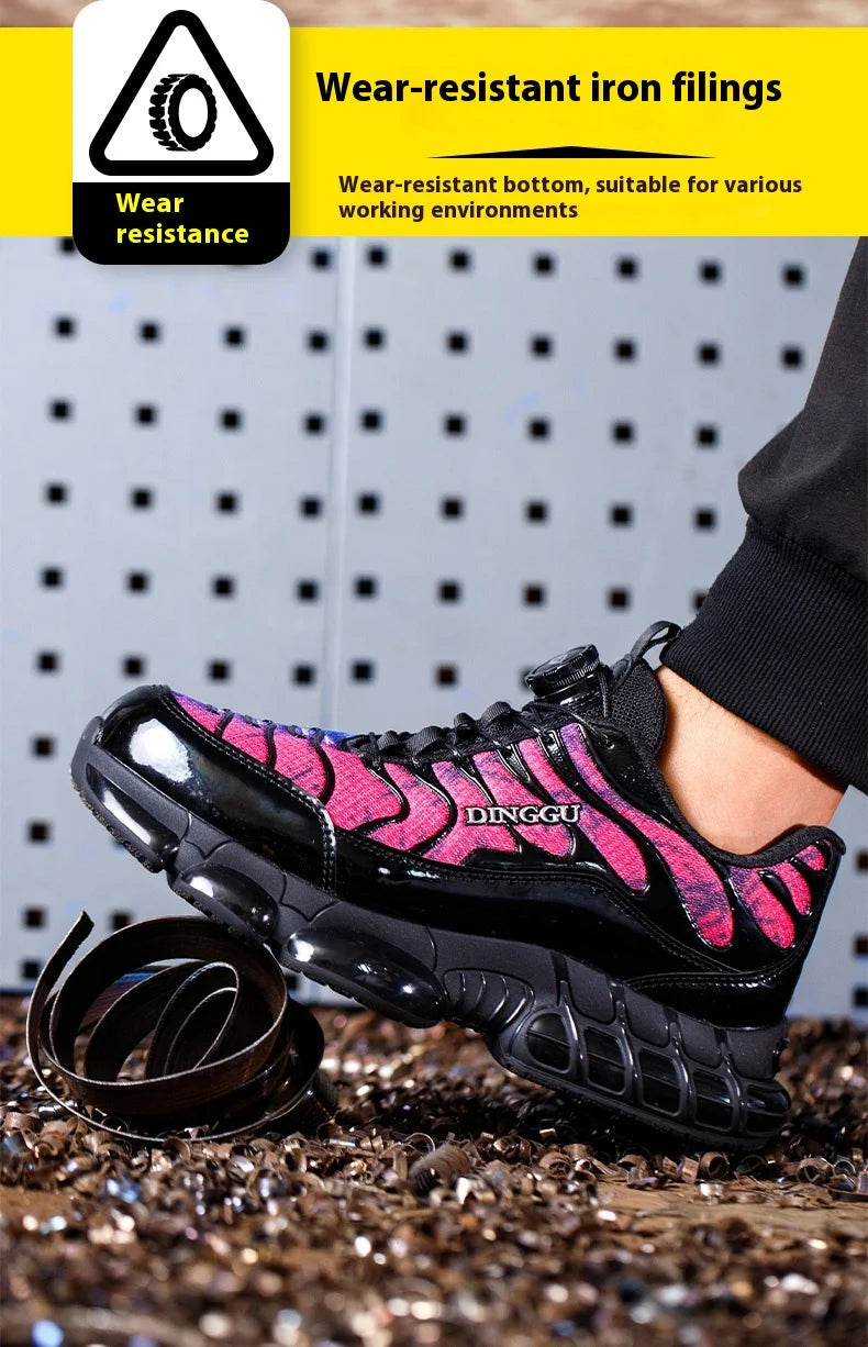 Rotating Buttons Safety Shoes Men Fashion Work Sneakers Steel Toe Shoes High-quality Work Shoes Puncture-Proof Protective Shoes
