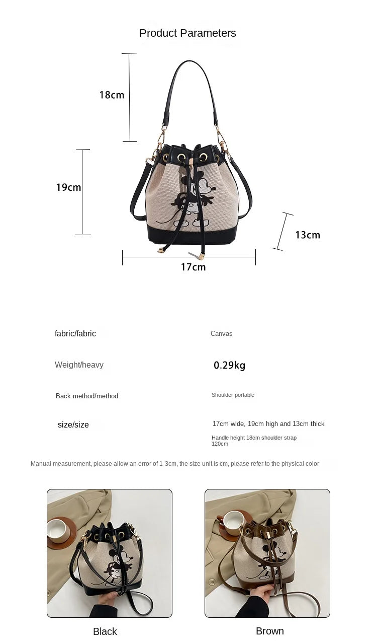 Disney Mickey New Women's Shoulder Bag Cartoon Cute Women's Handbag Fashion Trendy Women's Bag Large Capacity High Quality