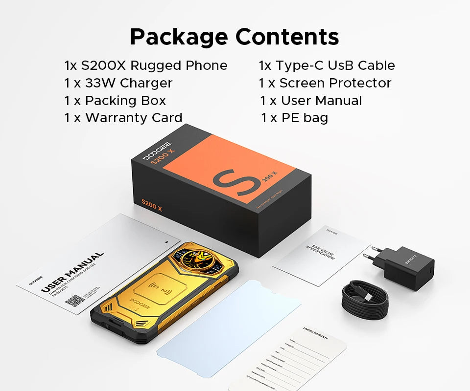 Doogee S200 X 5g Rugged Phone 12+512Gb Smartphone 6.72” Fhd+120Hz Ips Screen Dimensity 7050 10100Mah Battery Ai Mobilephones