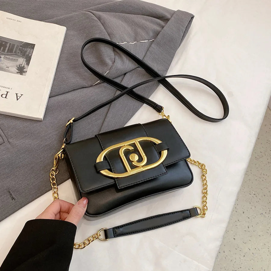 Designer Handbags For Women Leather Metal Buckle Flap Square Shoulder Bags Fashion 2024 Ladies Messenger Bags Females Casual