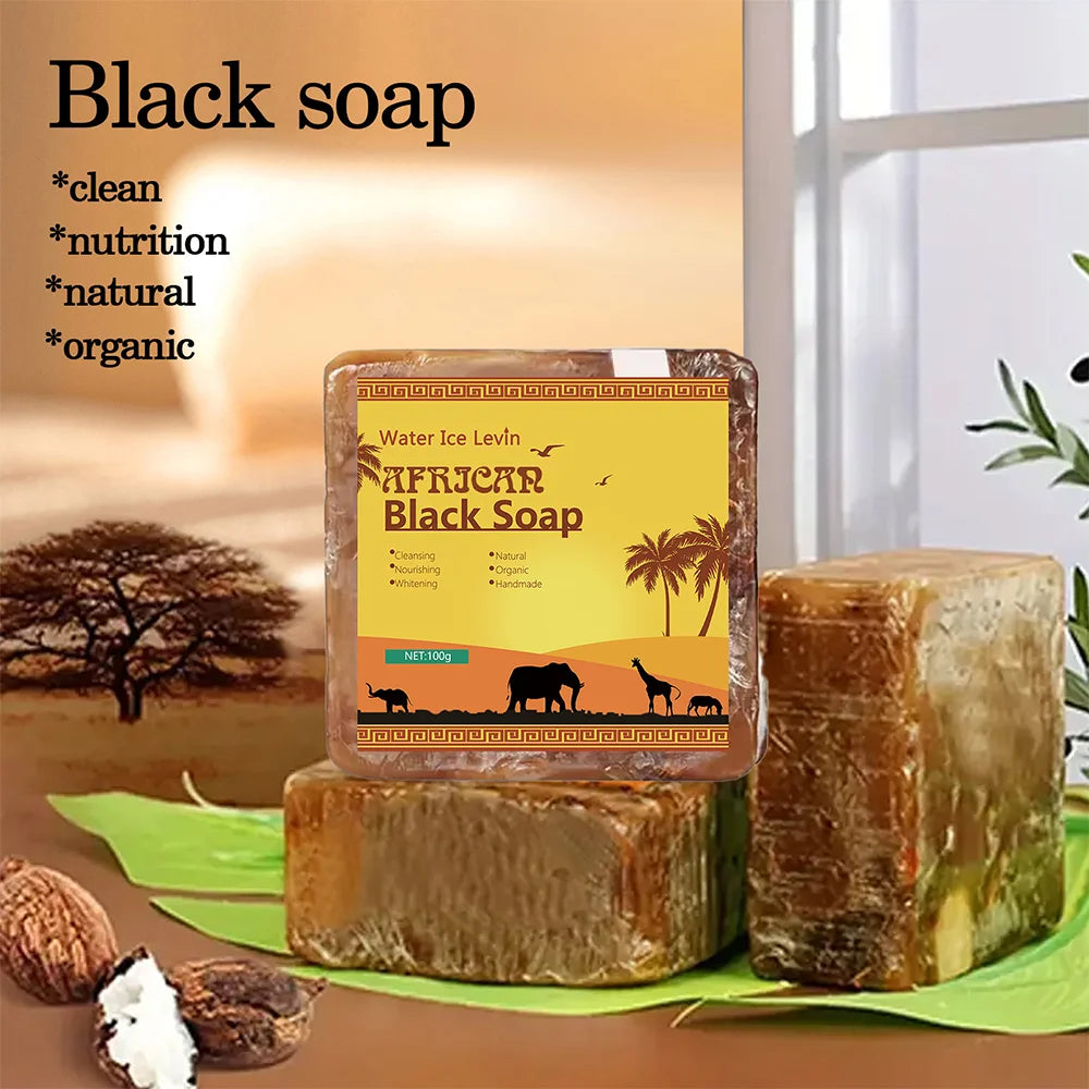 African Black Soap Acne Treatment Deep Cleaning Exfoliate Facial Moisturizing Skin Smoothing Face Soap for Skin Care