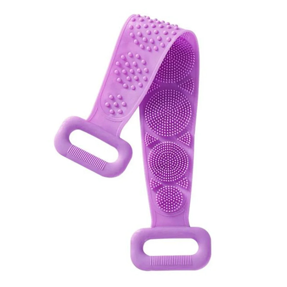 1pc Silicone Body Scrubber Exfoliating Massage Brush Bath Towel Shower Back Cleaning Tool Long Rubbing Back Body Clean Brush