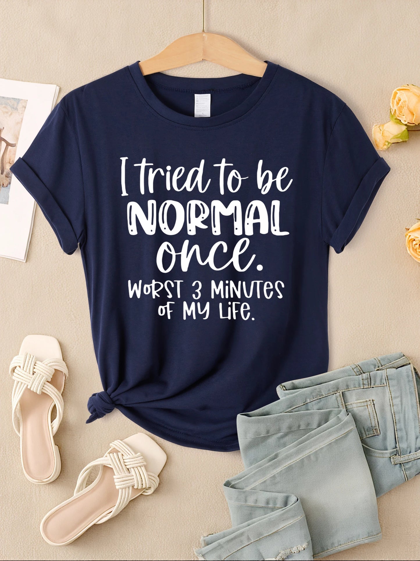 I Tried To Be Normal Once Print Women T-Shirts Multicolor Modal Short Sleeve Trendy Sports Clothes Casual Hip Hop Clothing