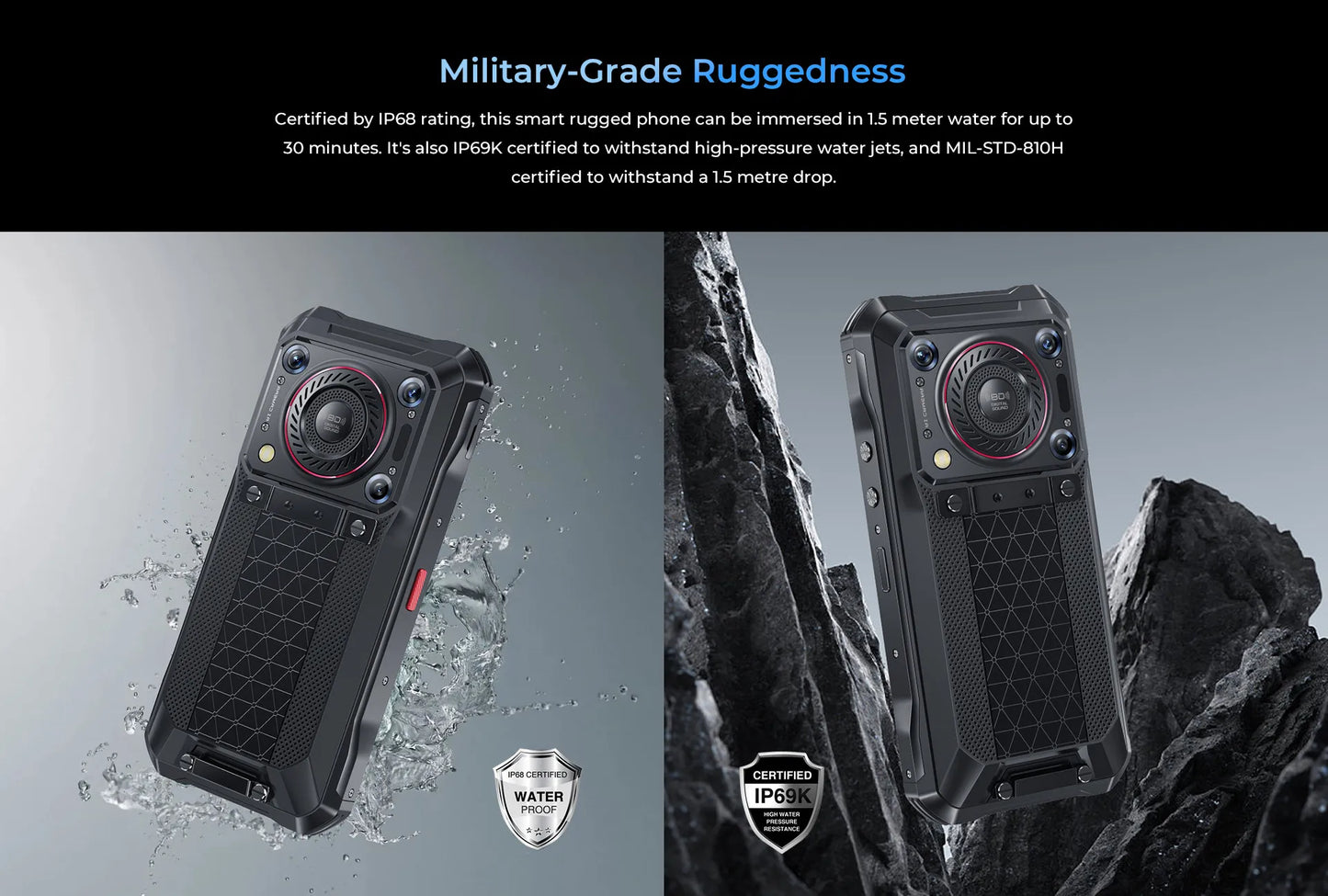 Oukitel WP33 Pro 5G Rugged Smartphone 6.6" FHD+ Cell Phone 24GB 256GB Mobile Phone 64MP Camera 22000mAh 33W Cellphon
