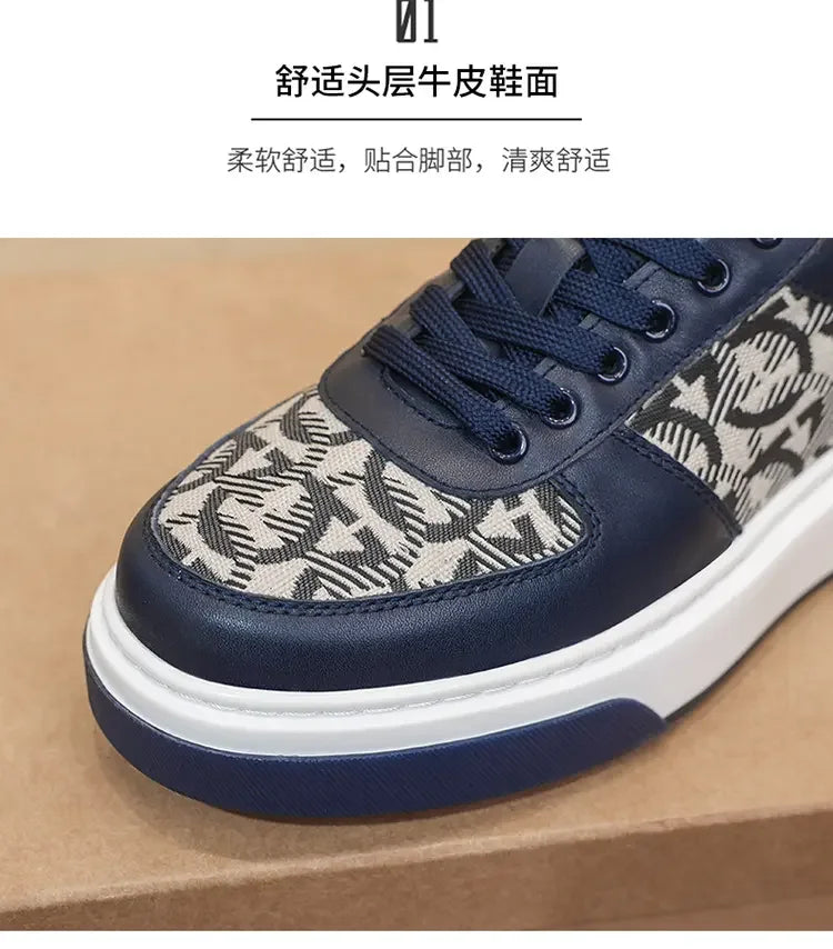 2025 Spring New Men's Shoes All Fashion Increase Board Shoes Senior Sense Retro Bar Fashion Shoes Non-slip Street Casual Shoes