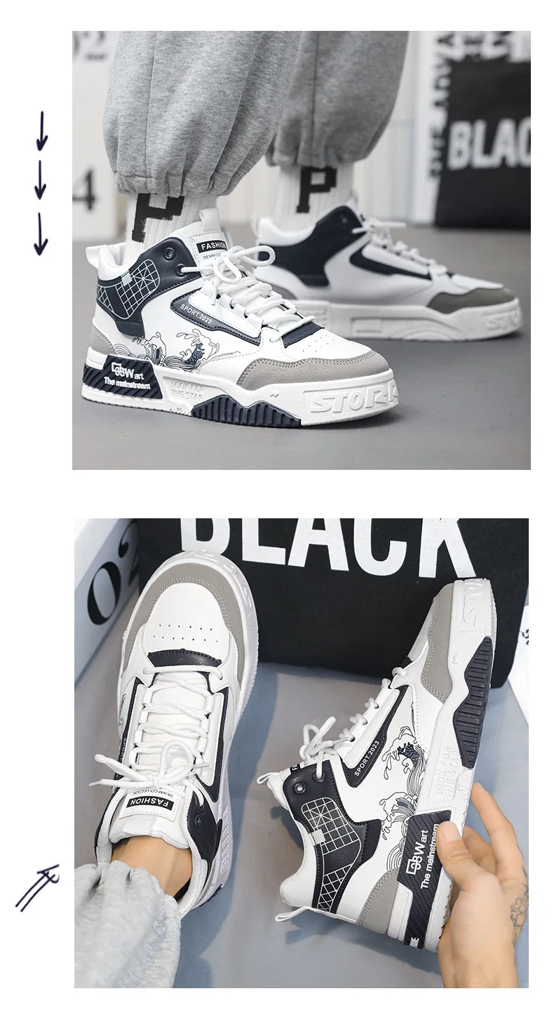 Men's Sneakers Fashion High Top Casual Shoe Lace Up platform Shoes for Men Tenis Shoes zapatos baratos liquidación envios gratis