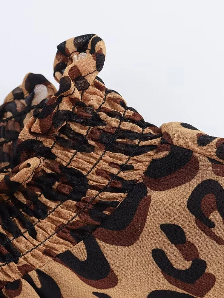 European and American style women's clothing new 2024 fashion retro leopard print long slim temperament dress