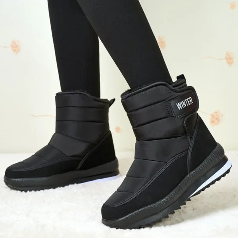 2024 Winter Boots Men Women Warm Plush Snow Boots Thicken Comfortable Outdoor High Top Cotton Shoes Non-slip Wade Ankle Boots
