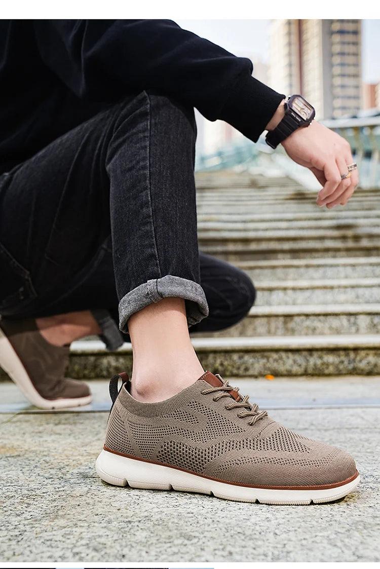 STRONGSHEN Men Casual Handmade Shoes Mesh Breathable Sneakers Business Fashion Business Formal Shoes for Men Trainers Zapatos