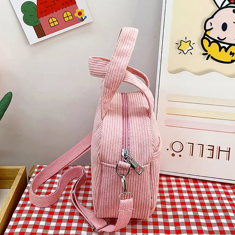 Corduroy Cartoon Shoulder Bag Cute Embroidered Handbag Women's Casual Crossbody Bag Adjustable Shoulder Straps