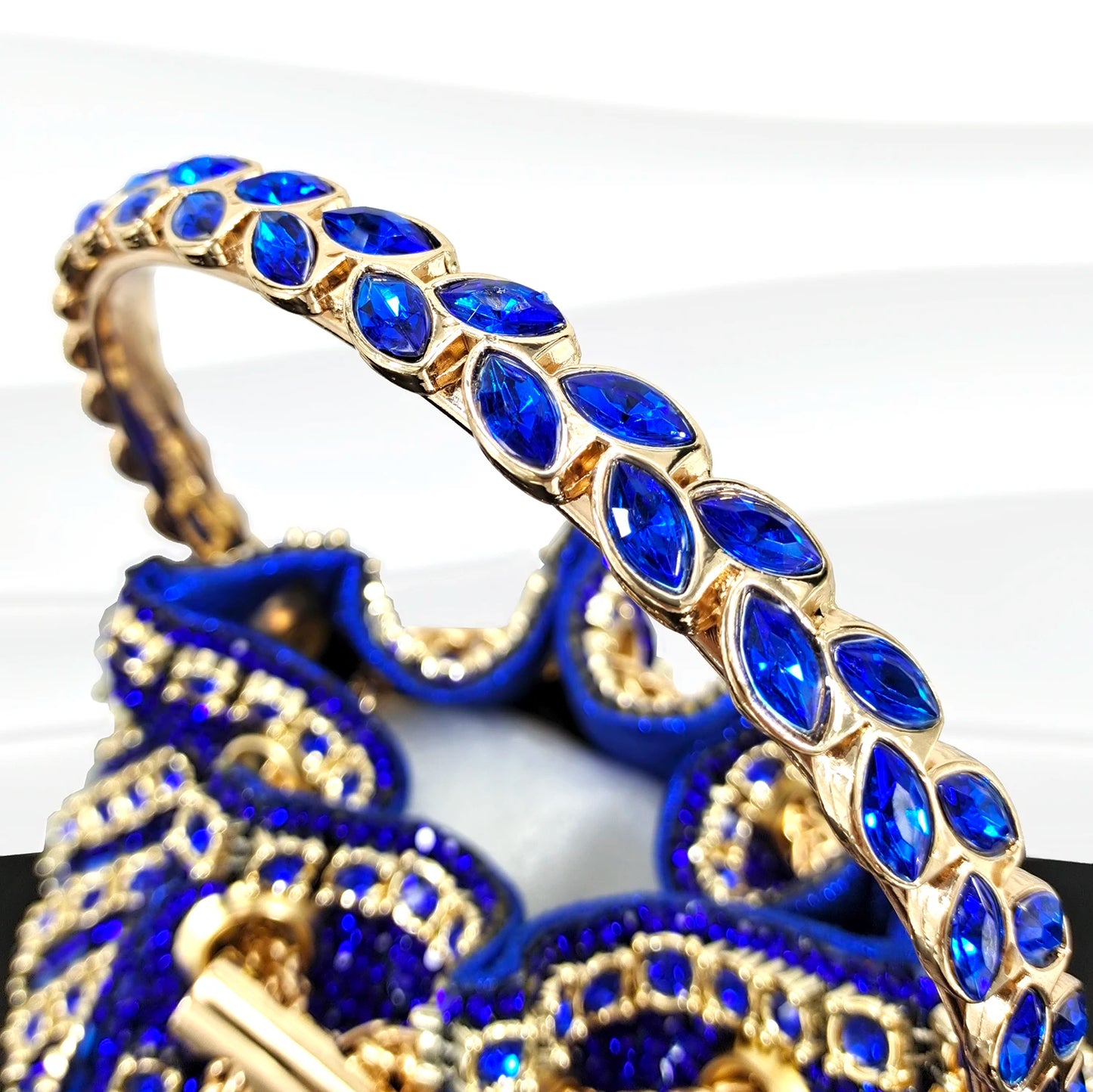 African Fashionable Shiny Handbag Banquet Ladies Bag Full Of Diamonds Semi-Circle Bracelet Bag