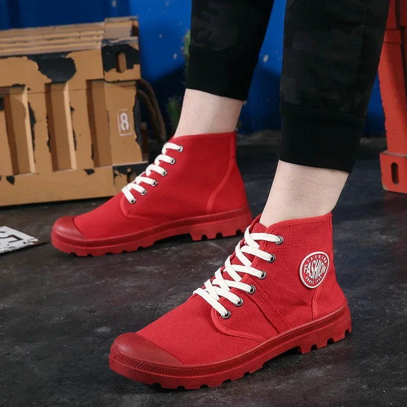 2024 Autumn Early Winter Shoes Men Casual Sneakers Men Canvas Shoes Fashion Brand Mens Sneakers Hard Thick Sole Black KA1009